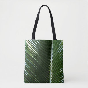 Tote Bag Overlapping Palm Fronds Tropical Green Abstract