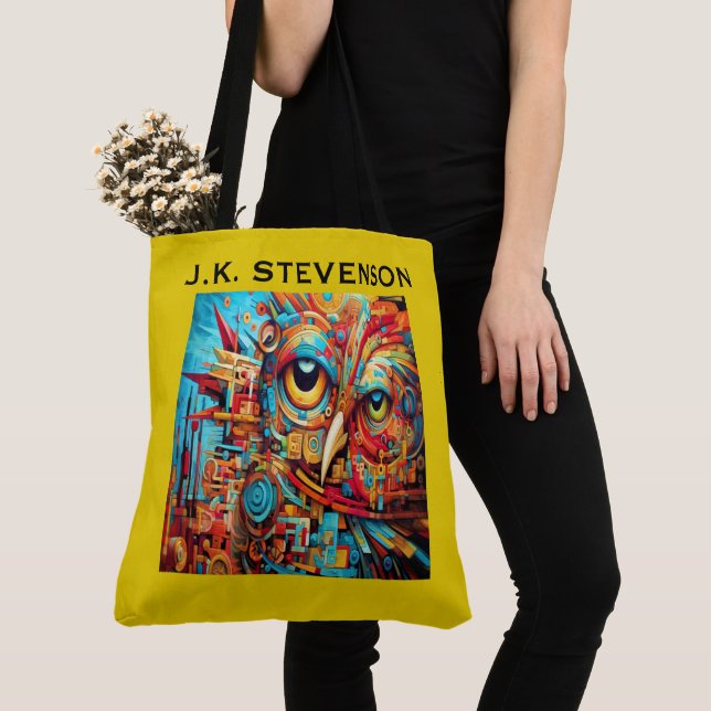 TOTE BAG OWL ART COLORÉ (De près)