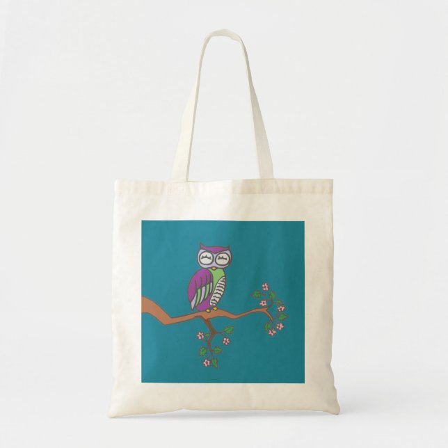 Tote Bag Owl art Night Blue (Devant)