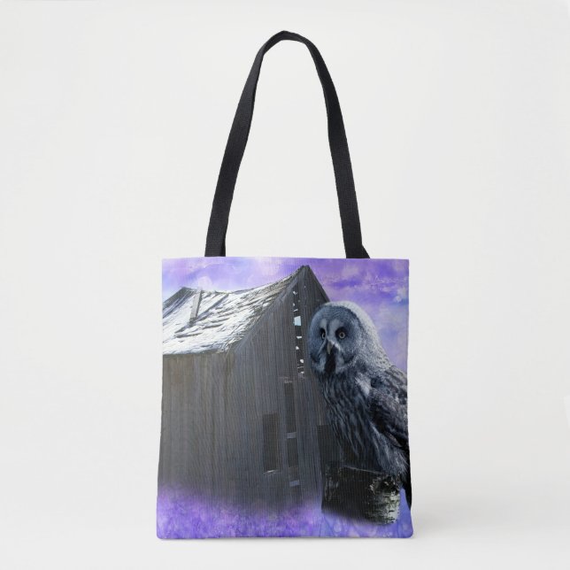 Tote Bag Owl Barn Shed (Devant)