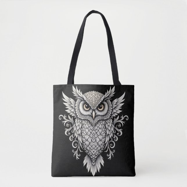 Tote Bag Owl Mandala complexe (Devant)