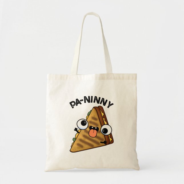 Tote Bag Pa-ninny Funny Panini Pun dispose d'une panini mig (Devant)