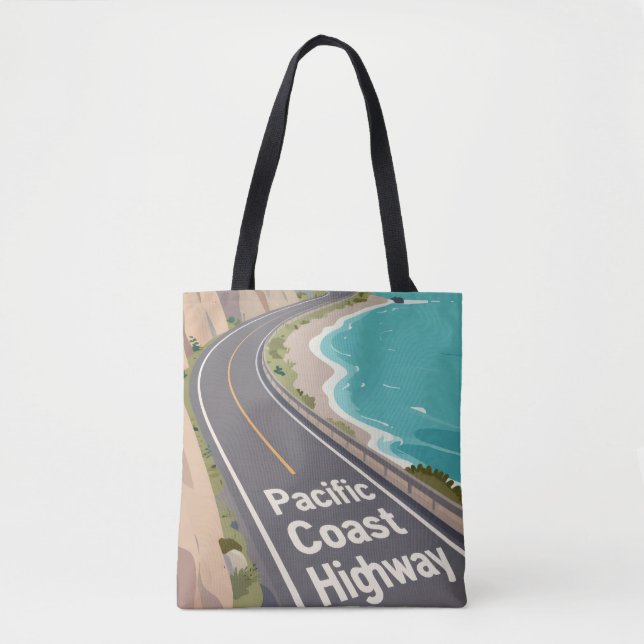 Tote Bag Pacific Coast Highway Graphic Travel Art (Devant)