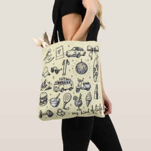 Tote Bag Pack de clipart de style de vie dessiné à la main,