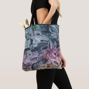 Tote Bag Pack Wolf aquarelle