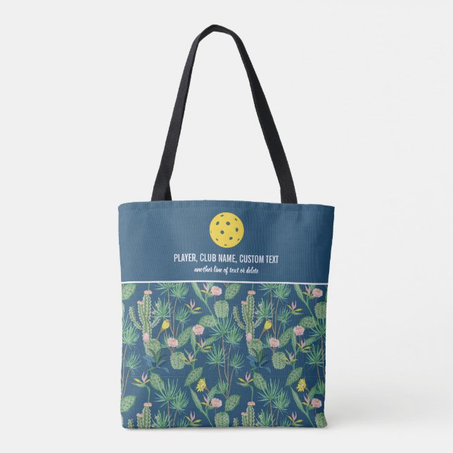 Tote Bag Pagaie à bille de Motif Floral Cactus (Dos)
