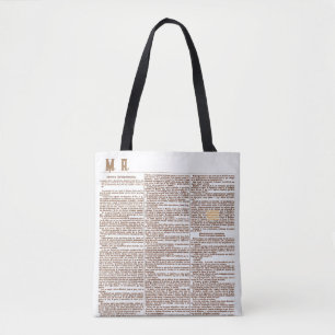 Tote Bag Page Bolsa con Monogram et Old Spanish Newspaper