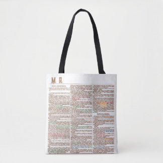 Tote Bag Page Bolsa con Monogram et Old Spanish Newspaper