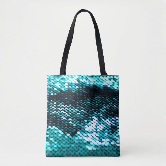 Tote Bag Paillette vert foncé texture brillante (Devant)