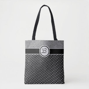 Tote Bag Paillettes Argentées Monogramme et Chic de Mode No