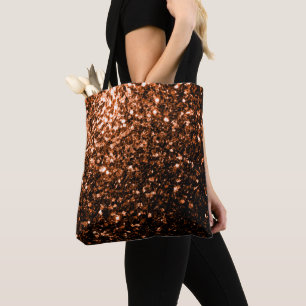 Tote Bag Paillettes de cuivre brun orange bronze fausses