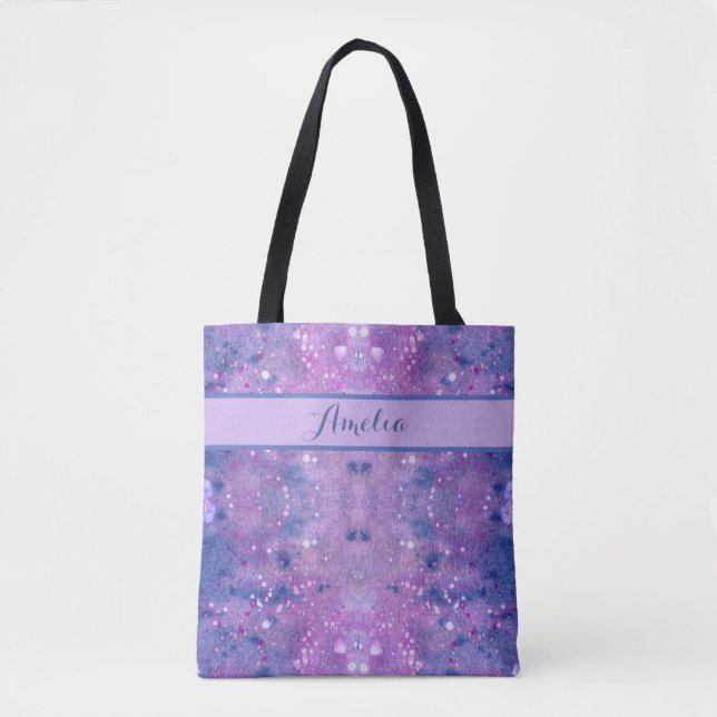 Tote Bag Paillettes de peinture rose violet (Devant)