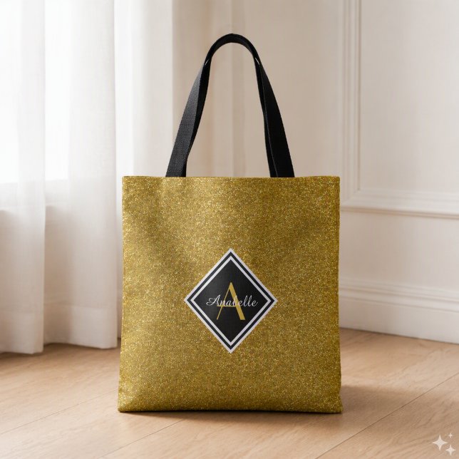 Tote Bag Paillettes dorées monogrammées (Créateur téléchargé)