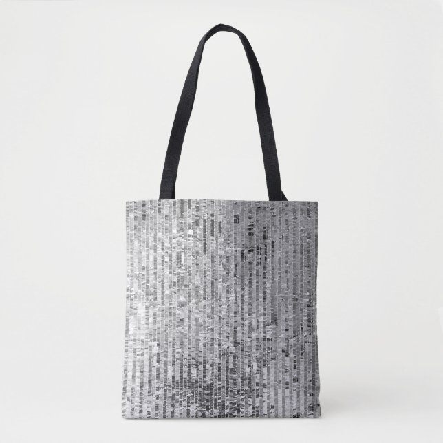 Tote Bag Paillettes en argent motif transparent (Devant)