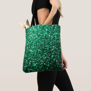 Tote Bag Paillettes vert émeraude fausses