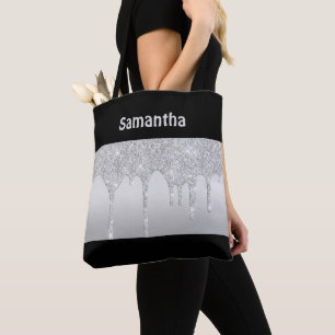 Tote Bag Paillettres argentées qui dégoulinent Monogramme n