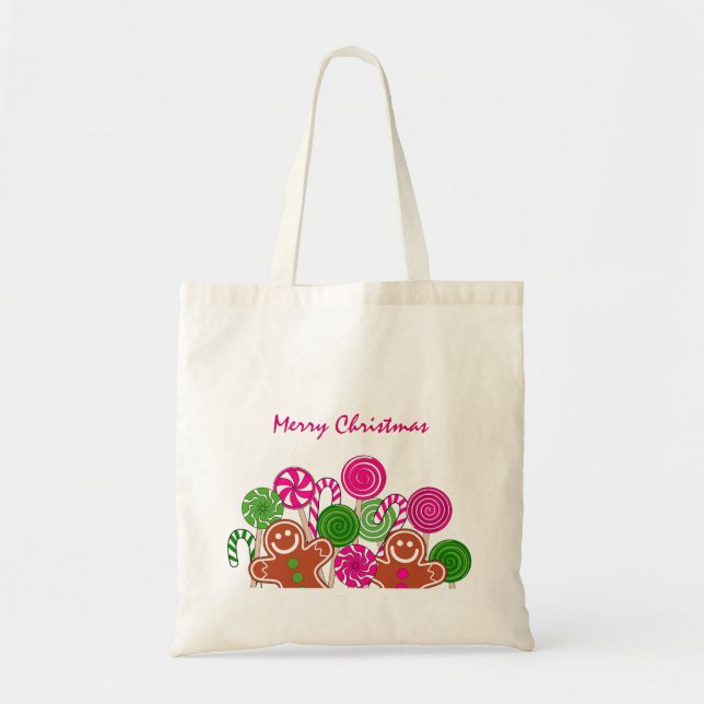 Tote Bag Pains d'épices de Noël rose tendance (Devant)