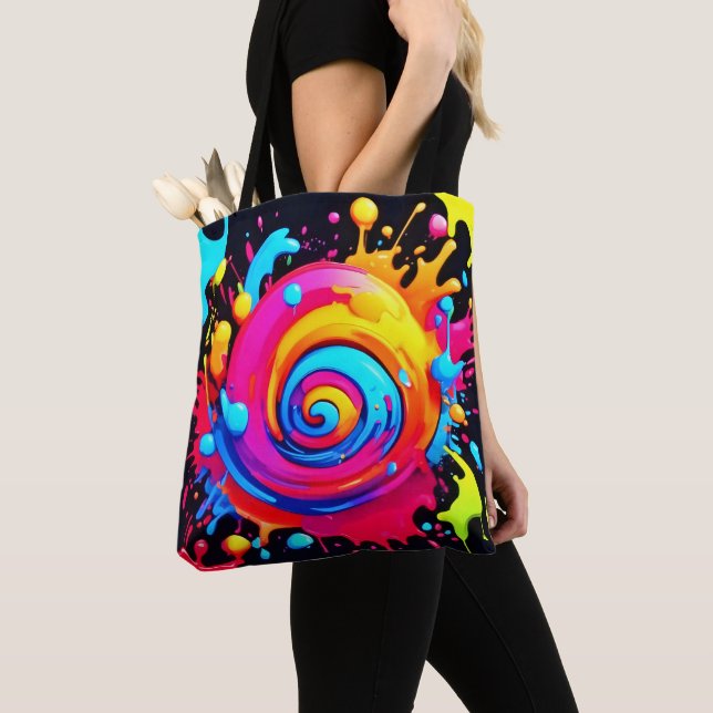 Tote Bag Paint arc-en-ciel (De près)