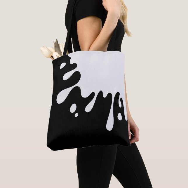 Tote Bag Paint blanc sur noir (De près)