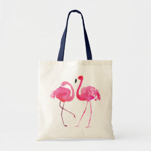 Tote Bag Pair Of Cute Pink Flamingo Illustration