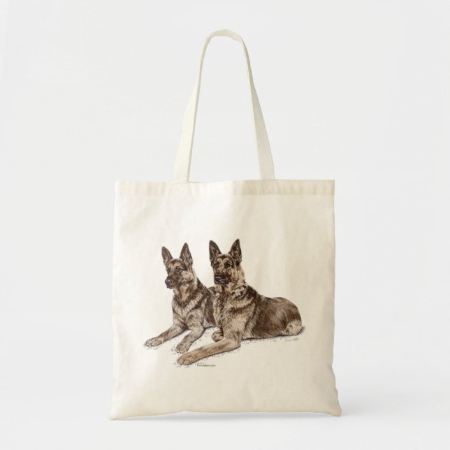 Tote Bag Paire de chiens bergers allemands (Devant)