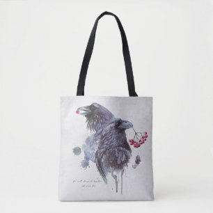 Tote Bag Paire de Ravens Abstraits éclaboussures aquarelle