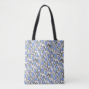 Tote Bag Paisley Abstrait 230523 - Baby Blue, B&W