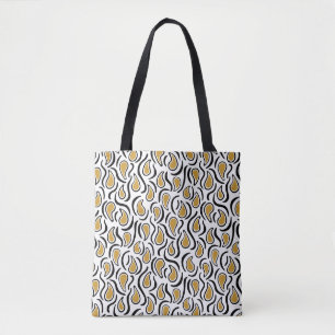Tote Bag Paisley Abstrait 230523 - Golden Brown, B&W