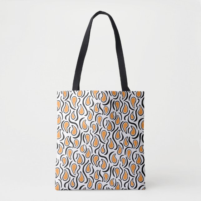 Tote Bag Paisley Abstrait 230523 - Light Orange, B&W (Devant)