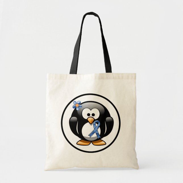 Tote Bag Paisley Bleu Ruban Penguin (Devant)