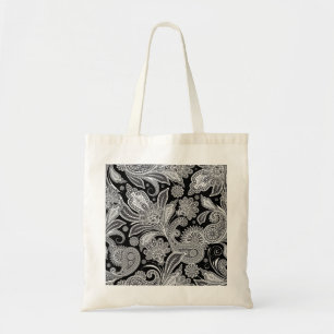 Tote Bag Paisley orange noir et blanc