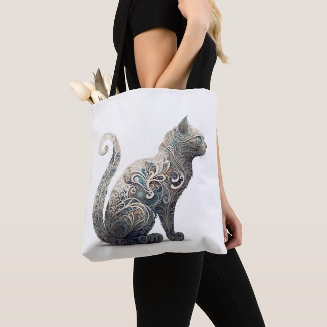 Tote Bag Paisley Profil Chat (De près)
