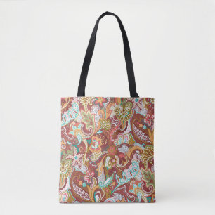 Tote Bag Paisley sans couture : motif arrière - plan élégan