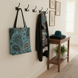 Tote Bag paisley sarcelle foncée