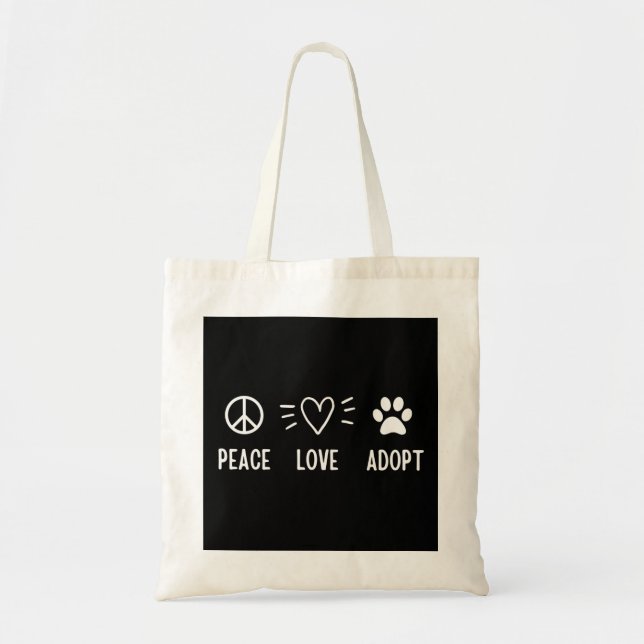 Tote Bag Paix Amour Adopter (Devant)