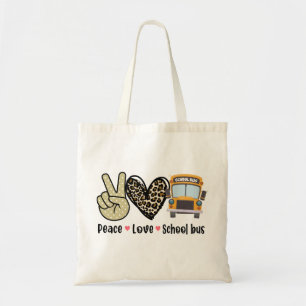 Tote Bag Paix, Amour, Bus scolaire