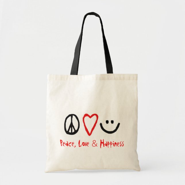 Tote Bag Paix, amour et bonheur (Devant)