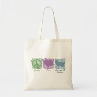 Tote Bag Paix, amour, et Cotons de Tulear en pastel