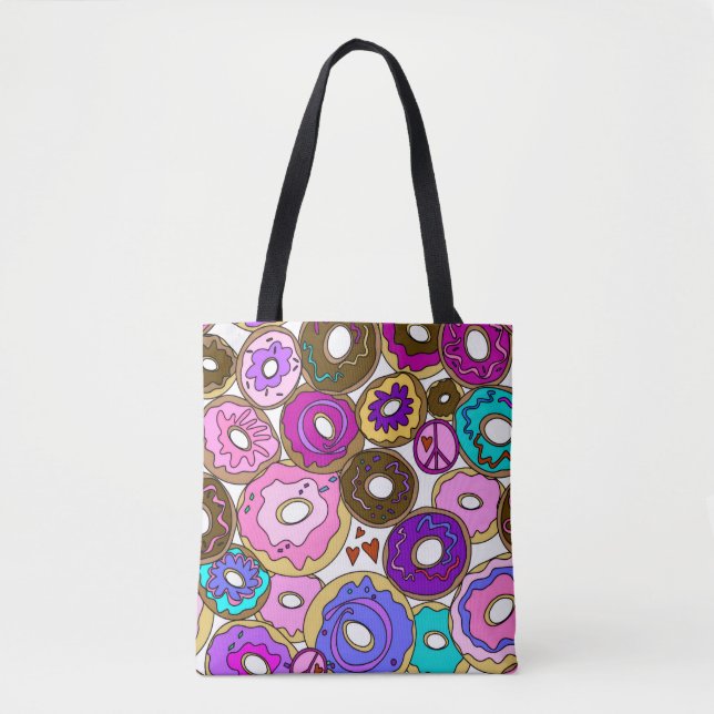 Tote Bag Paix Amour et Donuts (Devant)