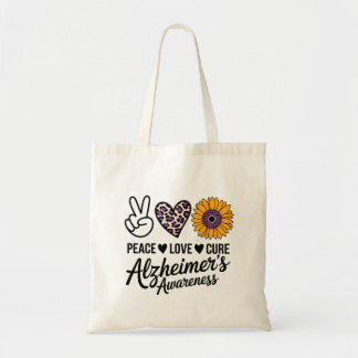 Tote Bag PAIX AMOUR GUÉRISON Sensibilisation à Alzheimer