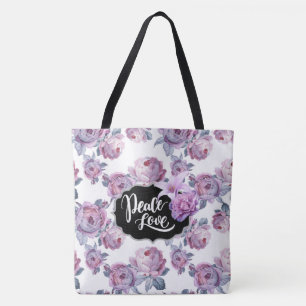 Tote Bag Paix florale violette/Love Fourre-tout