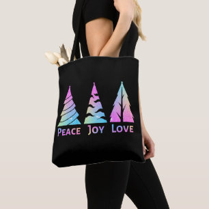 Tote Bag Paix Joie Amour Arbres de Noël