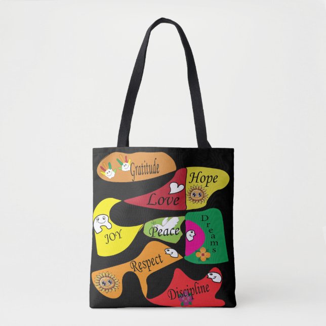 Tote Bag Paix, joie et amour (Devant)
