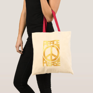 Tote Bag Paix S'il Vous Plaît Lettres Dorées Douces