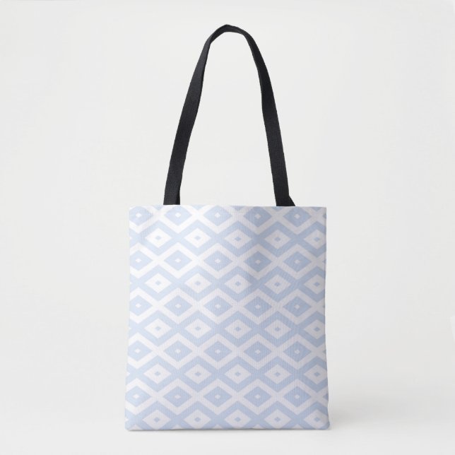 Tote Bag Pale blue and white diamond pattern (Devant)