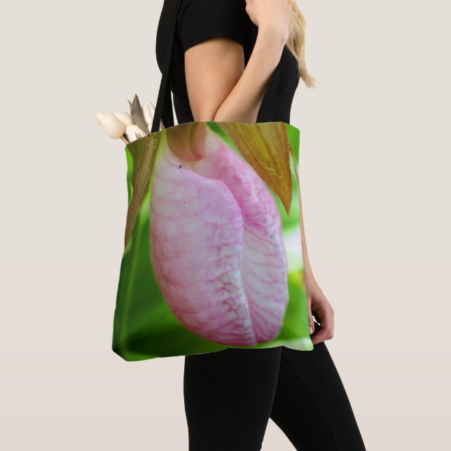 Tote Bag Pale Rose Lady Slipper Orchidée Fleur gros (De près)