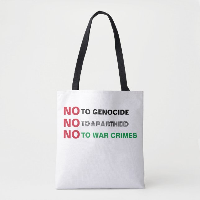 TOTE BAG PALESTINE LIBRE NON AUX CRIMES DE GUERRE APARTHEID (Devant)