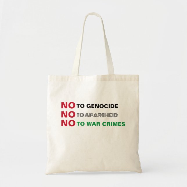 TOTE BAG PALESTINE LIBRE NON AUX CRIMES DE GUERRE APARTHEID (Devant)