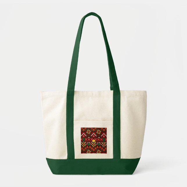 Tote Bag Palestine Tatreez Broderie traditionnelle (Devant)