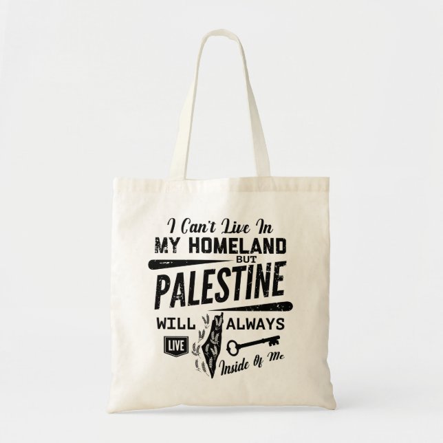 Tote Bag Palestine will always live inside of me-blk (Devant)